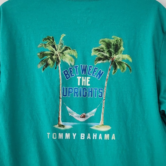 Tommy Bahama short sleeve t-shirt blue palm trees back graphic mens size L - Picture 1 of 4